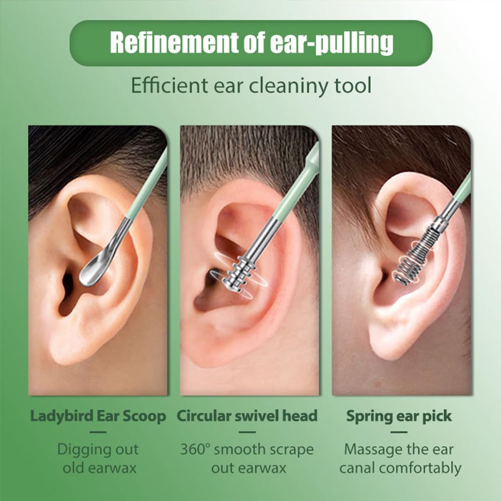 Ear Cleaning Kit with Pu Leather Case (pack of 2 buy 1 get 1 free )