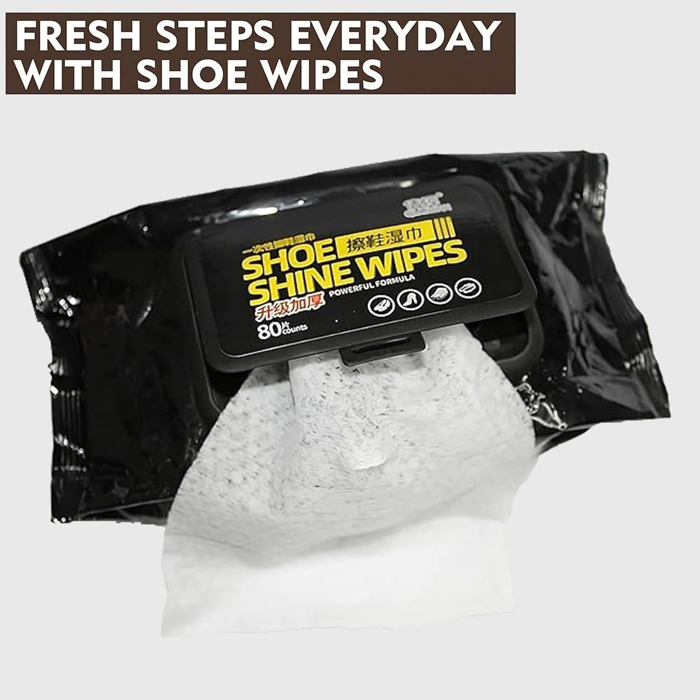 Shoe Wipes | 80 Pcs Instant Cleaner | Quick Dirt & Stain clean