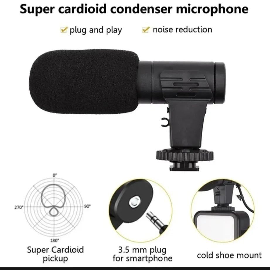 AY-49 Vlogger Kit | Microphone, LED Fill Light, Mini Tripod & Mobile Holder with Remote – Complete Video Making Set for Vlogging With Bluetooth Remote