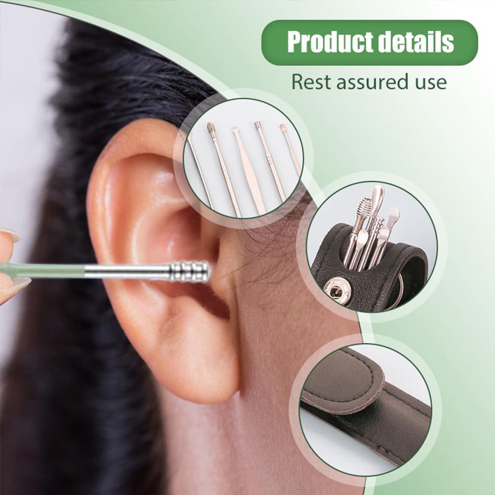 Ear Cleaning Kit with Pu Leather Case (pack of 2 buy 1 get 1 free )