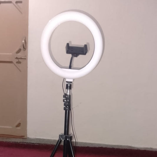 Portable 10-Inch LED Ring Light with 7 Feet Adjustable Tripod Stand & Mobile Holder | 3 Light Modes | Foldable 2 Feet | USB Powered