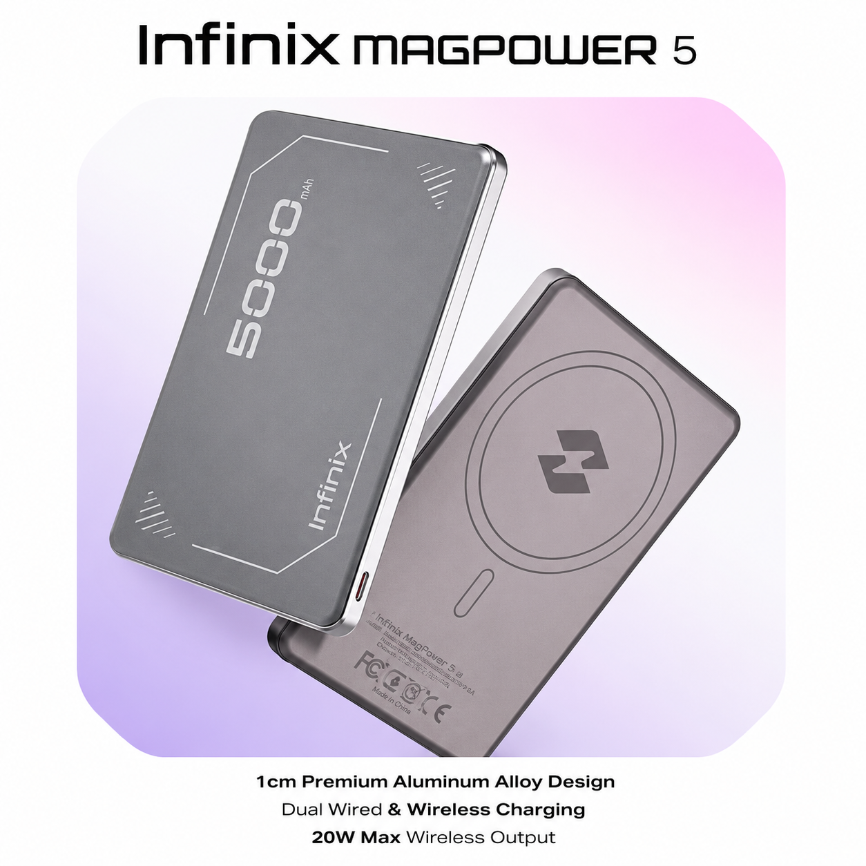 Infinix MagPower 5 – 5000mAh Magnetic Wireless Power Bank