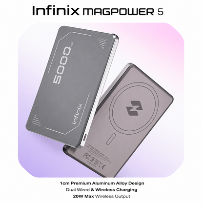 Infinix MagPower 5 – 5000mAh Magnetic Wireless Power Bank