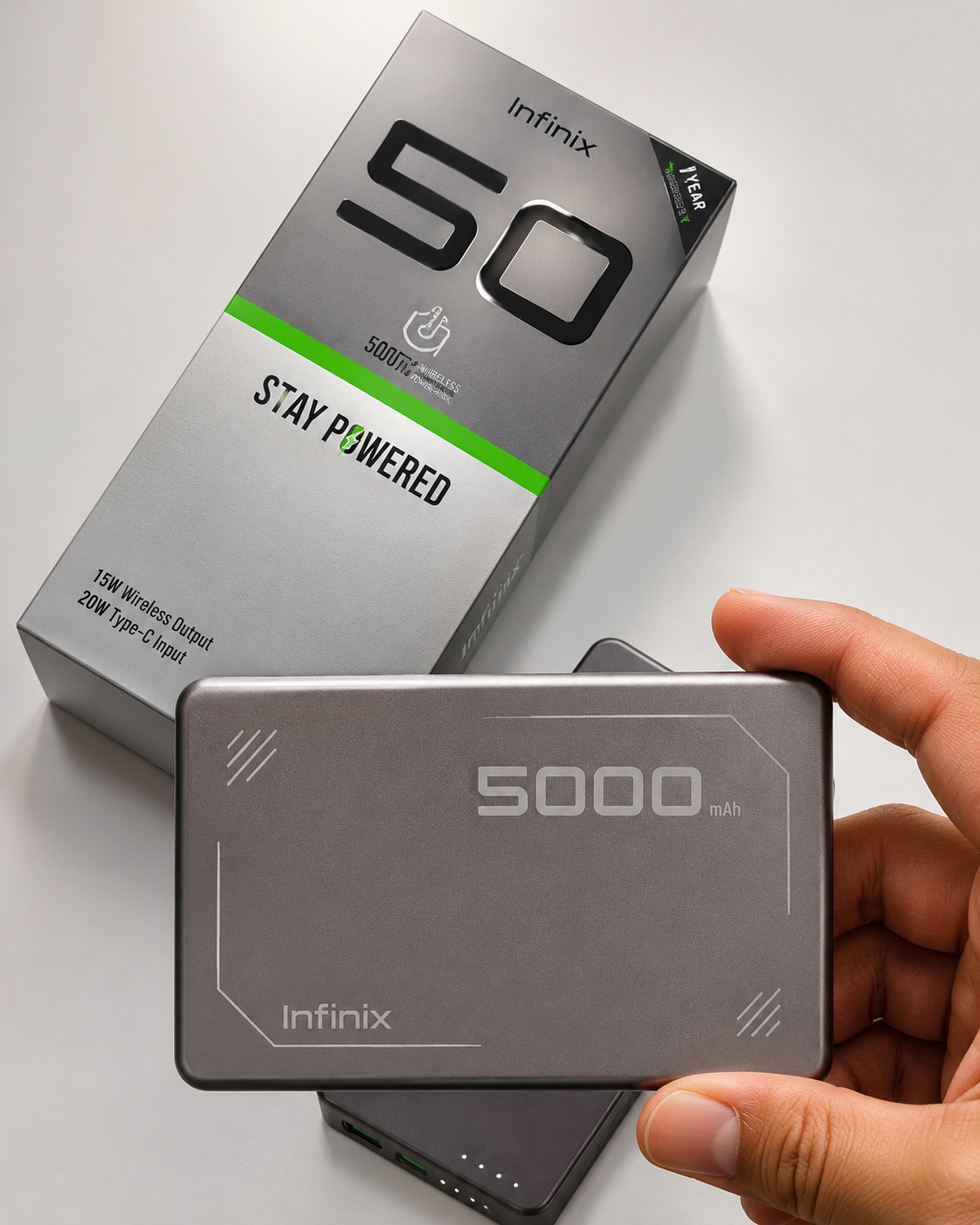 Infinix MagPower 5 – 5000mAh Magnetic Wireless Power Bank