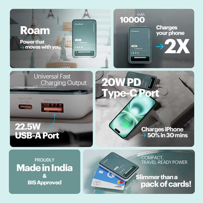 Roam 10000mAh Mini wired Powerbank with 20W Type C Output