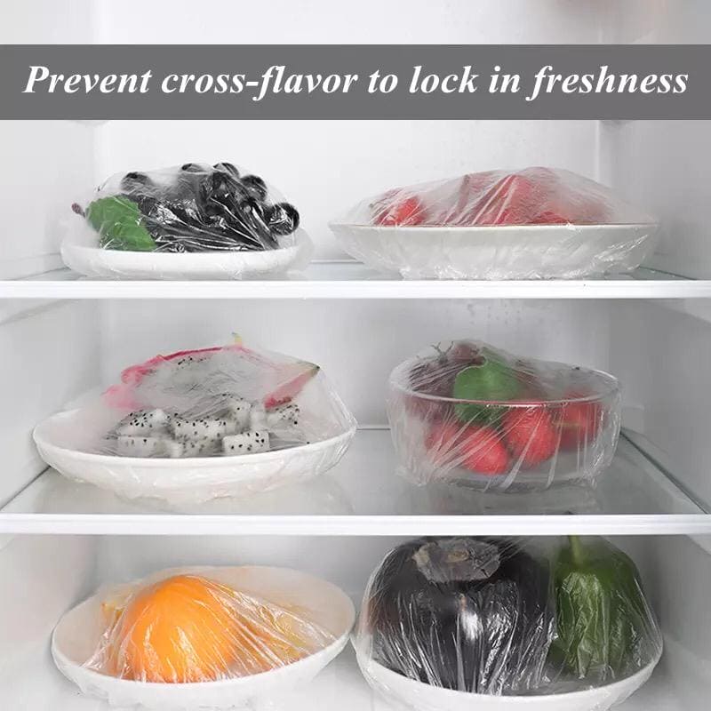 Set of 100 Plastic Stretchable Bowl Covers