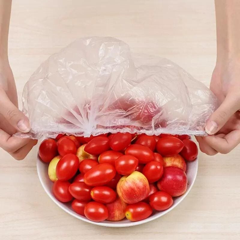 Set of 100 Plastic Stretchable Bowl Covers