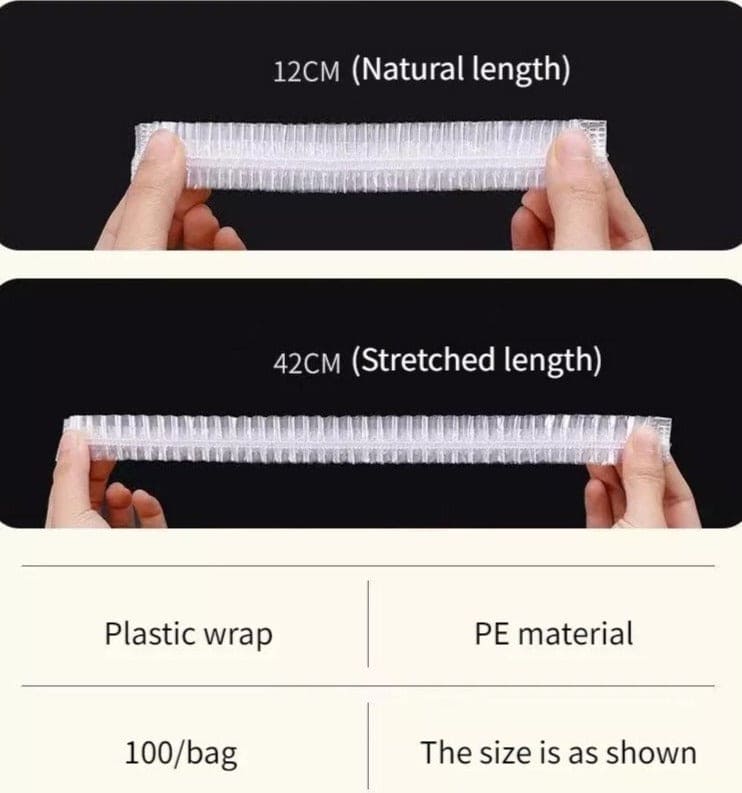 Set of 100 Plastic Stretchable Bowl Covers