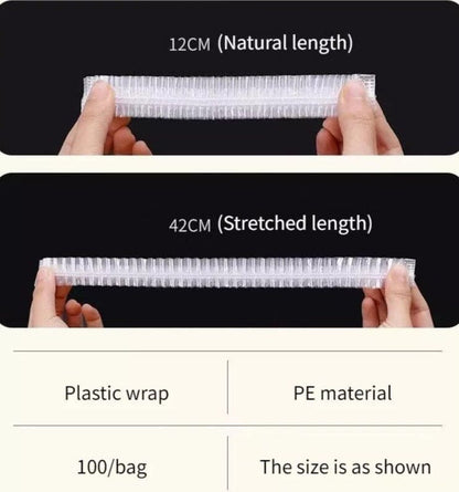 Set of 100 Plastic Stretchable Bowl Covers