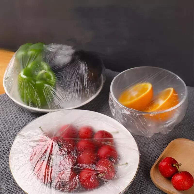 Set of 100 Plastic Stretchable Bowl Covers