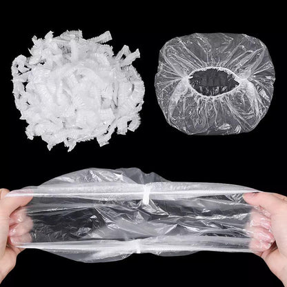 Set of 100 Plastic Stretchable Bowl Covers